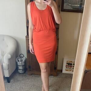 Trina Turk red orange knee length sheath dress size medium